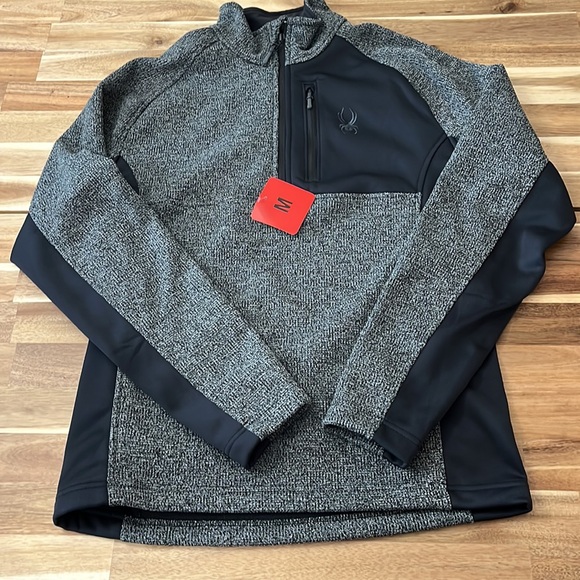 Spyder Gait Men’s Half Zip Black Gray Jacket Size Medium NWT - Picture 6 of 13
